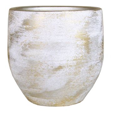 Ceramic flower pot AETIOS, colour gradient, white-gold, 13"/34cm, Ø13"/34cm