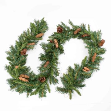 Decorative fir garland ALFRED, crossdoor, flame retardant, 9ft/285cm, Ø 7"/18cm