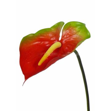 Artificial flower anthurium MOIRA, red-green, 30"/75cm, 5.1"x8"/13x20cm