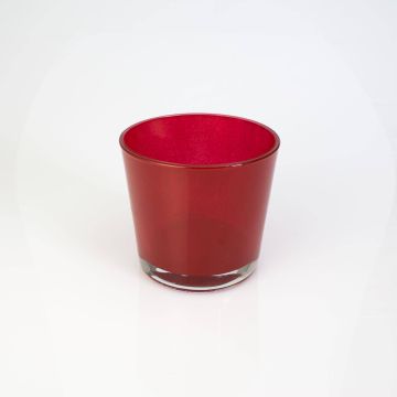Small glass vase / storm lantern ALENA, red, 4.1" / 10,5cm, Ø4.5" / 11,5cm