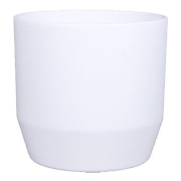 Ceramic flower pot LENAS, white matt, 10"/25,5cm, Ø11"/27cm