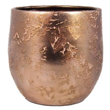 Vintage plant pot MAGO made of ceramic, washed effect, copper, 8"/21cm, Ø9"/23cm