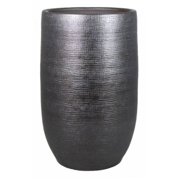 Ceramic vase AGAPE with texture, black, 20"/50cm, Ø13"/32cm