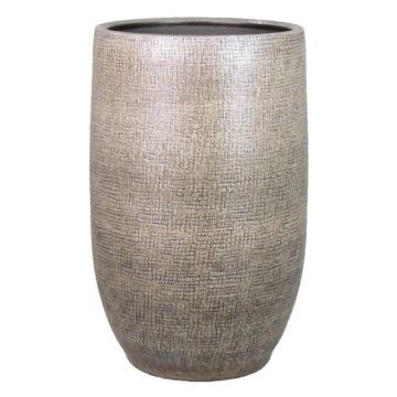 Ceramic vase AGAPE with texture, white-brown, 20"/50cm, Ø13"/32cm