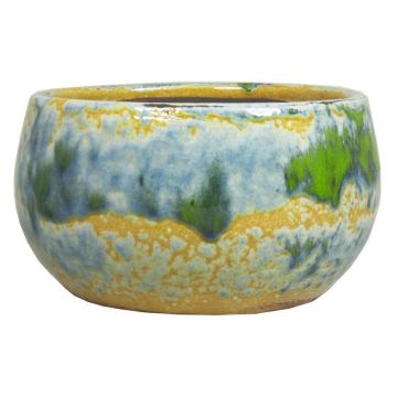 Ceramic bowl GIORGOS with pattern, ochre-green-blue, 5.5"/14cm, Ø11"/29cm