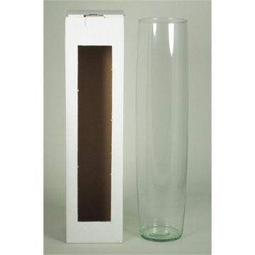 Floor glass vase MANRESA, clear, 20"/50cm, Ø4.5"/11,5cm