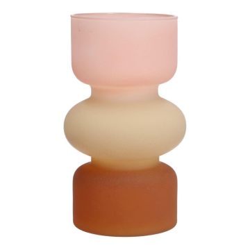 Colourful vase NEVOLINKI, glass, pink-beige-brown-matt, 7"/18cm, Ø4.1"/10,5cm