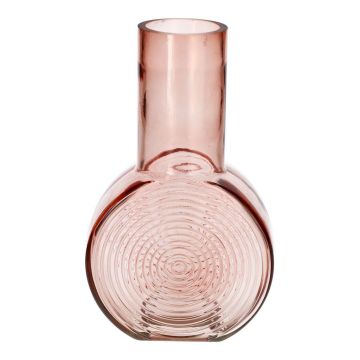 Round decorative glass vase ORESTINO, pink-clear, 5.5"x2.9"x8.9"/14x7,5x22,5cm