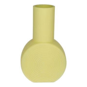 Round decorative glass vase ORESTINO, yellow-matt, 5.5"x2.9"x8.9"/14x7,5x22,5cm