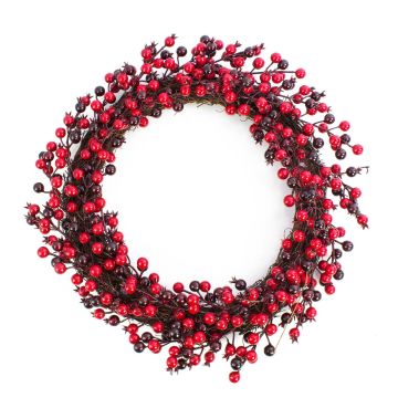 Decorative firethorn wreath GASIRA, red-wine-red, Ø 18"/45cm