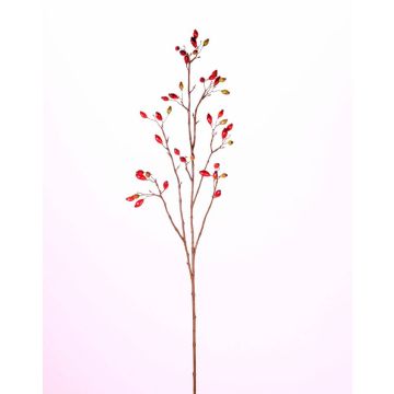 Decorative rosehip branch EDITH with fruits, red, 4ft/110cm