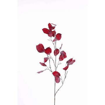 Artificial Lunaria annua branch TROND, iced, red, 3ft/105cm