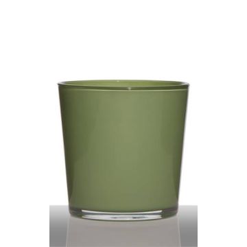 Flower pot ALENA, cylinder/round, grass green, 7"/19cm, Ø7"/19cm