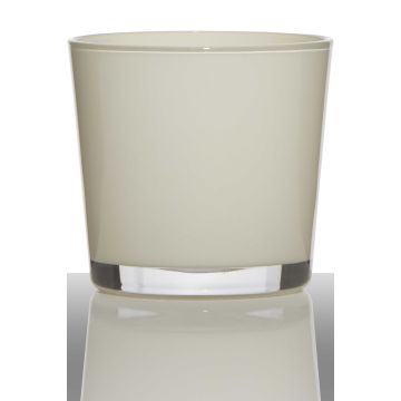 Candle glass ALENA, cylinder/round, cream, 3.5"/9cm, Ø4"/10cm