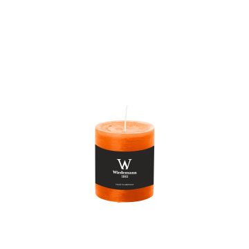 Pillar candle / Wax candle AURORA, orange, 3.1"/8cm, Ø2.7"/6,8cm, 34h - Made in Germany