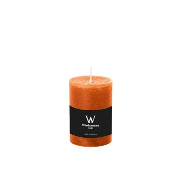 Pillar candle / Wax candle AURORA, orange, 4"/10cm, Ø2.7"/6,8cm, 42h - Made in Germany