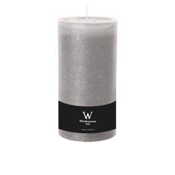 Pillar candle / Wax candle AURORA, light grey, 7.5"/19cm, Ø 3.9"/9,8cm, 155h - Made in Germany