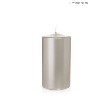 Christmas candle / Pillar candle ROSELLA, silver, 5.1"/13cm, Ø2.8"/7cm, 52h - Made in Germany