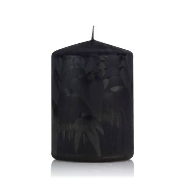 Table candle / Votive candle ANASTASIA, ice effect, black, 4"/10cm, Ø2.8"/7cm, 42h - Made in Germany