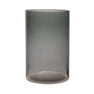 Glass cylinder vase SANYA EARTH, dark grey clear, 21cm, Ø14cm