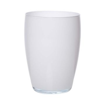 Round glass vase HENRY, white, 20cm, Ø14cm