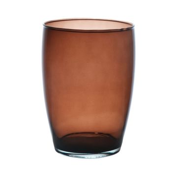 Round glass vase HENRY, brown-clear, 20cm, Ø14cm