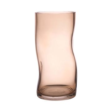 Glass decorative vase OBDULIA with dents, beige-clear, 25cm, Ø12cm