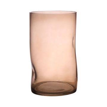 Glass decorative vase OBDULIA with dents, beige-clear, 25cm, Ø15cm