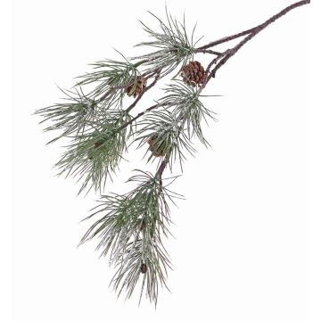 Decorative fir branch CALEB with cones, iced, 31"/80cm