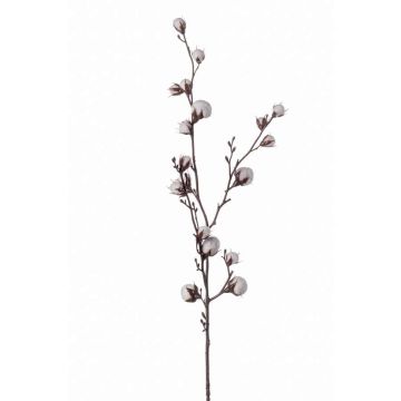 Decorative cotton branch EYCK, flowering, green, 3ft/95cm