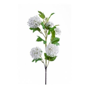 Artificial snowball branch JUVIA, white, 30"/75cm