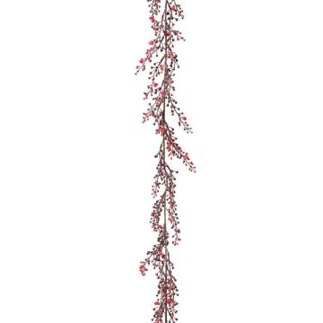 Decorative firethorn garland ZENFIR, frosted, berries, red, 6ft/185cm