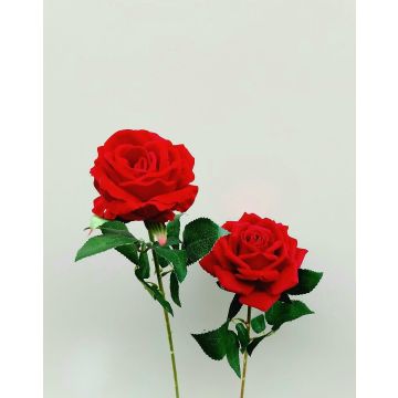 Artificial velvet rose MANGFALL, red, 30"/75cm, Ø5.1"/13cm