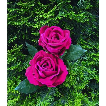 Artificial velvet rose MANGFALL, fuchsia, 30"/75cm, Ø5.1"/13cm