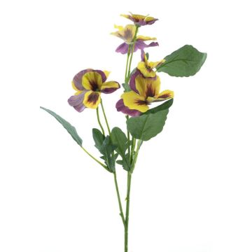 Artificial branch Pansy SIREL, yellow-violet, 26"/65cm