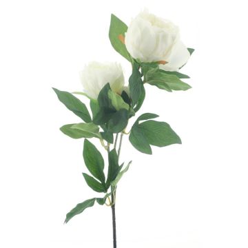 Artificial peony branch THEMIA, cream, 26"/65cm