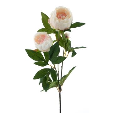 Artificial peony branch THEMIA, cream-pink, 26"/65cm