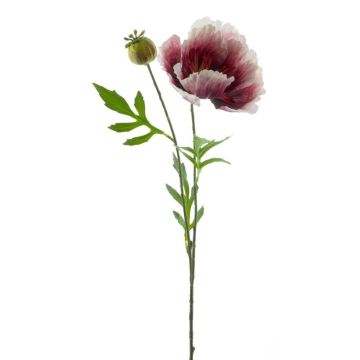 Artificial poppy EDESSA, fuchsia-white, 31"/80cm