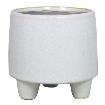 Scandinavian ceramic pot JABARI with feet, speckled, white-grey, 4,5"/12cm, Ø5"/12,8cm