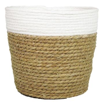 Basket planter DOMINGA, white-beige, 5,5"/14cm, Ø7"/17,5cm