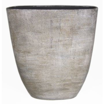 Oval ceramic vase AGAPE with texture, white-brown, 20"x6,5"x22,5"/51x17x57cm