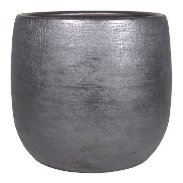 Ceramic pot AGAPE with texture, black, 5,5"/14cm, Ø6,5"/16cm