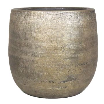 Ceramic pot  AGAPE with texture, gold, 6,5"/16cm, Ø7"/18cm