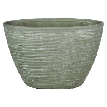 Oval ceramic orchid pot ADELPHOS, grooves, grey-brown, 12,5"x5,5"x9"/32x14,5x22,5cm