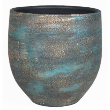 Ceramic flower pot AETIOS, colour gradient, blue-gold, 6,5"/16cm, Ø6,5"/17cm