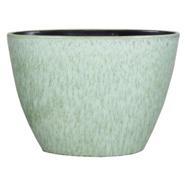 Oval planter ELIEL in ceramic, speckled, mint green-white, 12,5"x6"x8,5"/32x15x22cm