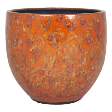 Planter ELIEL in ceramic, speckled, orange-yellow, 6,5"/16cm, Ø6,5"/17cm