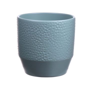 Flowerpot BIHAM, ceramic, with dents, light green, 5.2"/13,2cm, Ø5.3"/13,5cm