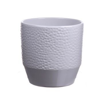 Flower pot BIHAM, ceramic, hammered pattern, light grey, 5.2"/13,2cm, Ø5.3"/13,5cm