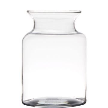 Glass candle vase HANNA EARTH, clear, 8"/20cm, Ø5.5"/14cm